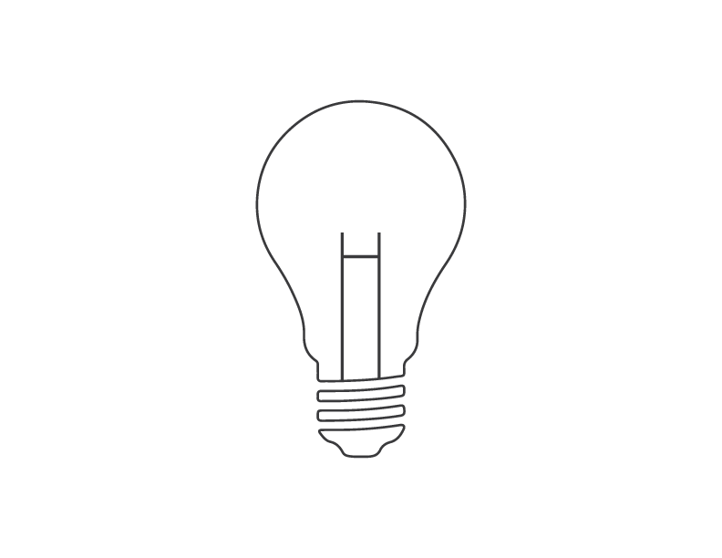 Image of a large light bulb using only outlines